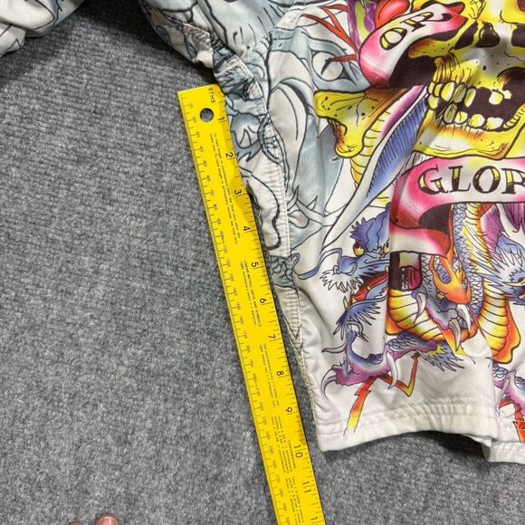 Vtg Ed Hardy Shorts Mens 34 White Swim Board Trunks Skull Dragon Tattoo Y2K - Picture 6 of 11